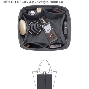 Gray Cosmetic Bag with Multiple Compartments